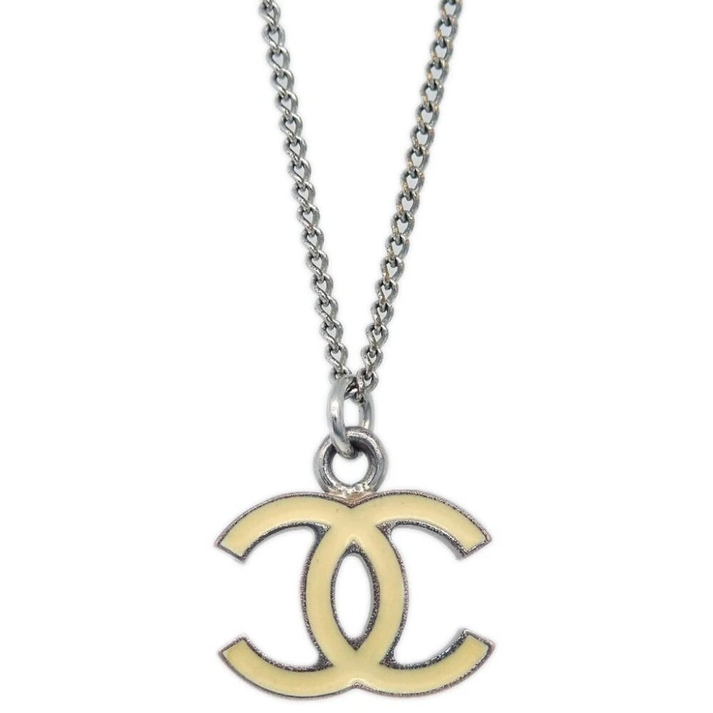 Chanel Chain Necklace Silver White 06V 183184